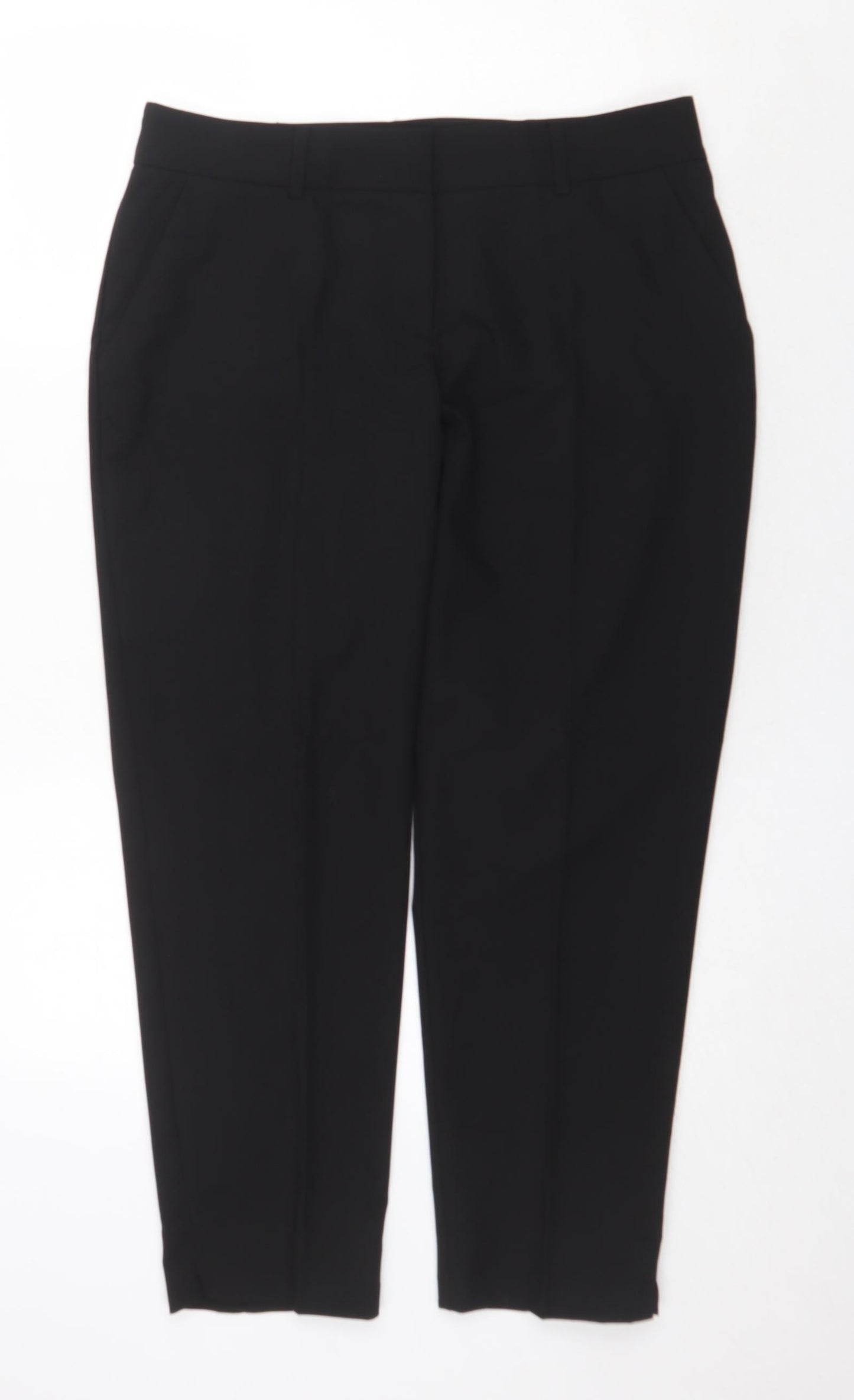 Dorothy Perkins Womens Black Polyester Chino Trousers Size 14 Regular Zip