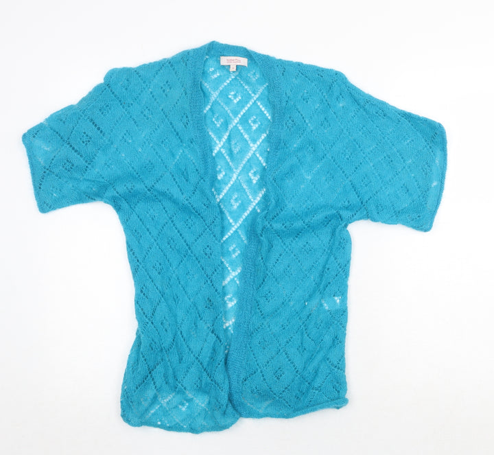 Debenhams Womens Blue V-Neck Wool Cardigan Jumper Size 12