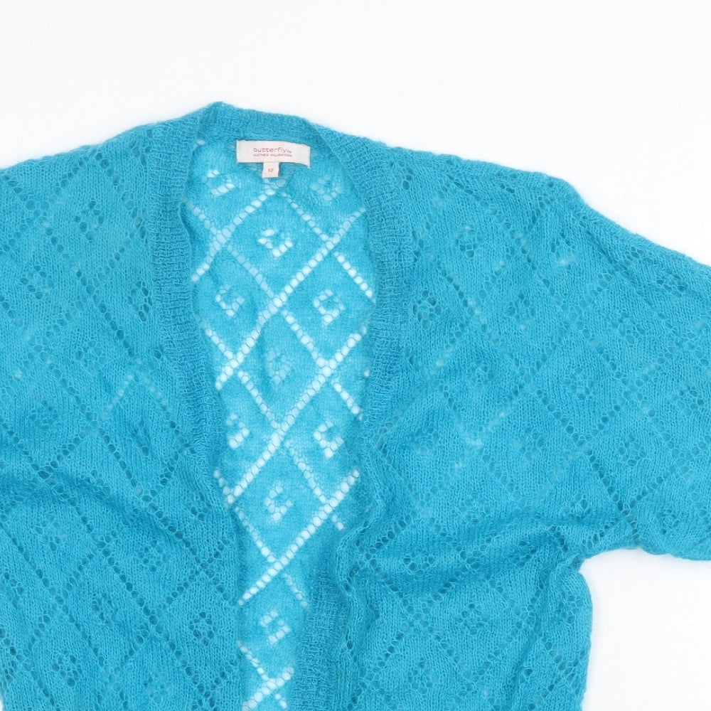 Debenhams Womens Blue V-Neck Wool Cardigan Jumper Size 12