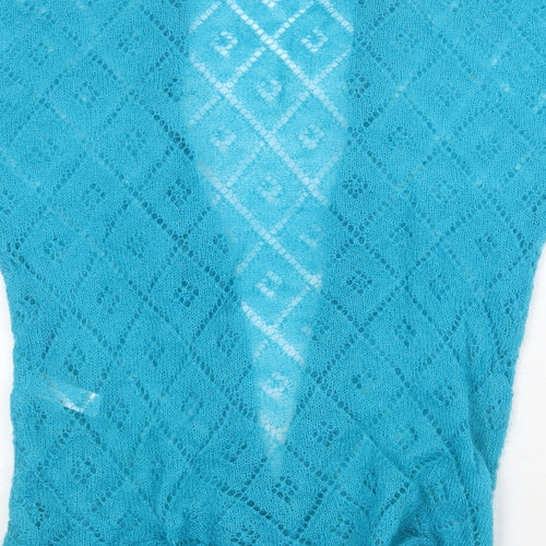 Debenhams Womens Blue V-Neck Wool Cardigan Jumper Size 12