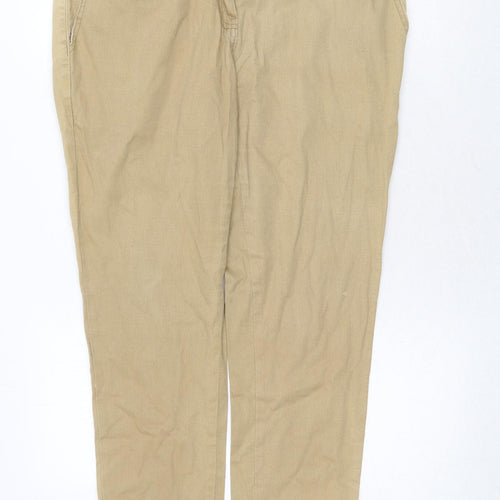 E-vie Womens Beige Cotton Chino Trousers Size 14 Regular Zip