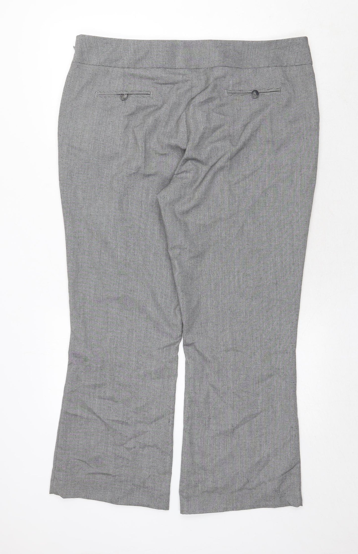 Marks and Spencer Womens Grey Polyester Trousers Size 18 Regular Zip - Tie Belt Detail