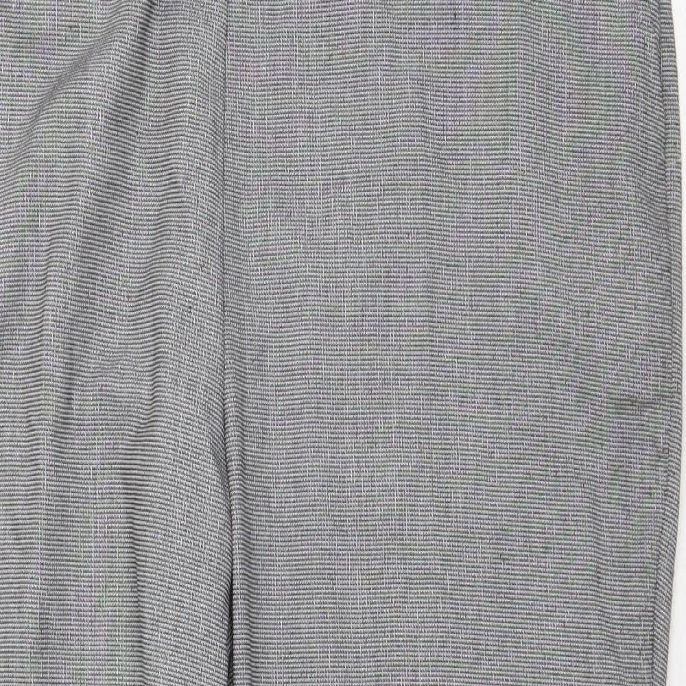 Marks and Spencer Womens Grey Polyester Trousers Size 18 Regular Zip - Tie Belt Detail