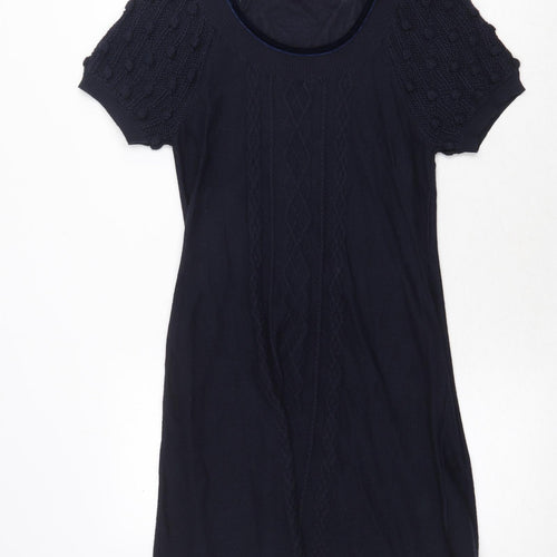 Monsoon Womens Blue Acrylic Jumper Dress Size 10 Round Neck Pullover
