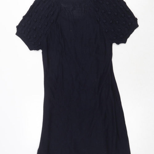 Monsoon Womens Blue Acrylic Jumper Dress Size 10 Round Neck Pullover