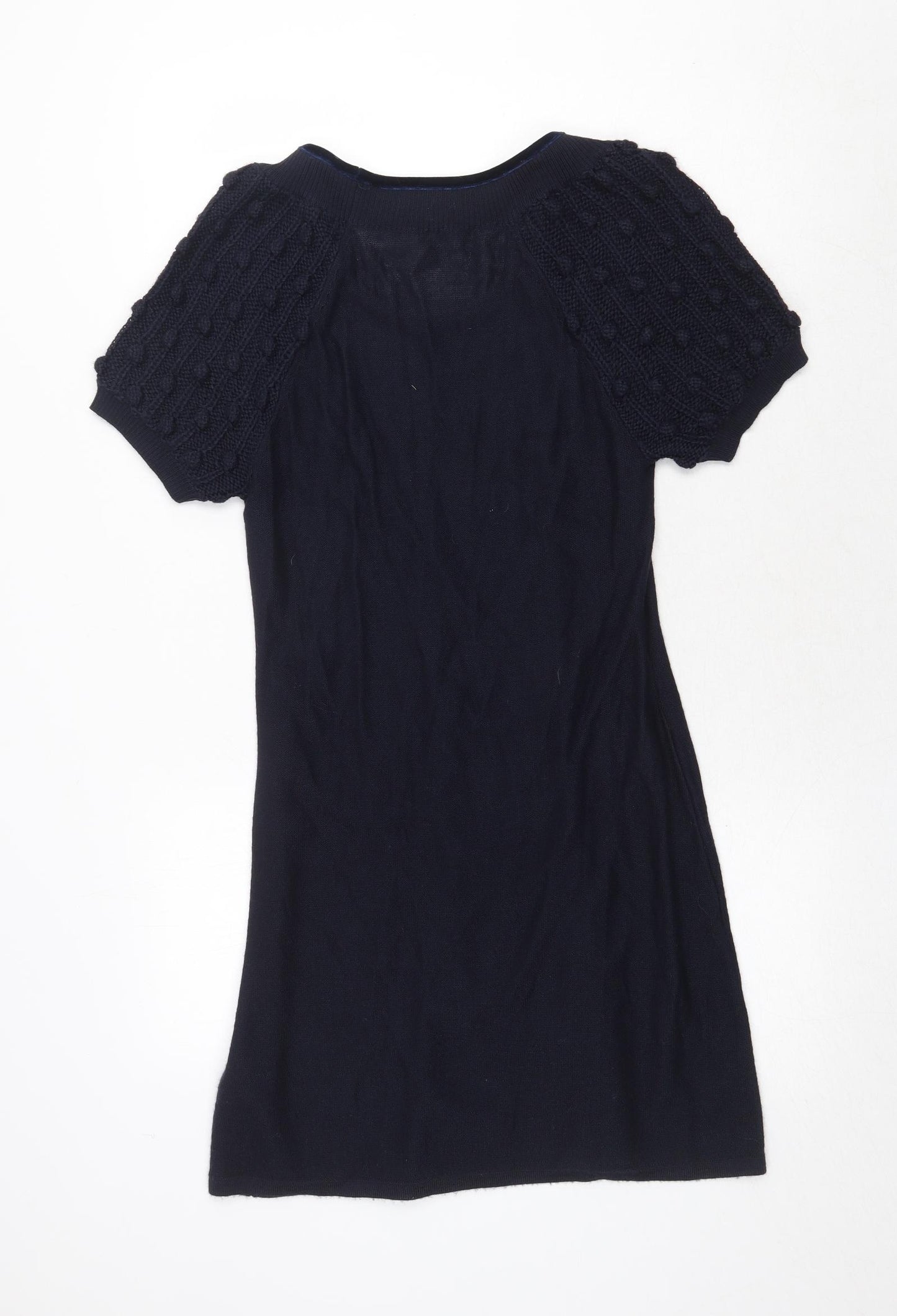 Monsoon Womens Blue Acrylic Jumper Dress Size 10 Round Neck Pullover