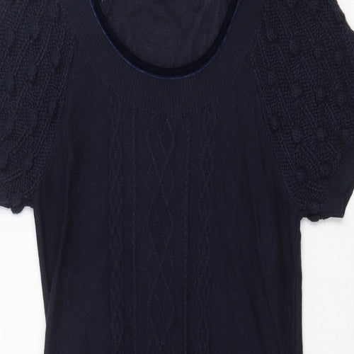 Monsoon Womens Blue Acrylic Jumper Dress Size 10 Round Neck Pullover