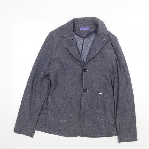 Gaudi Womens Blue Geometric Jacket Blazer Size 16 Button
