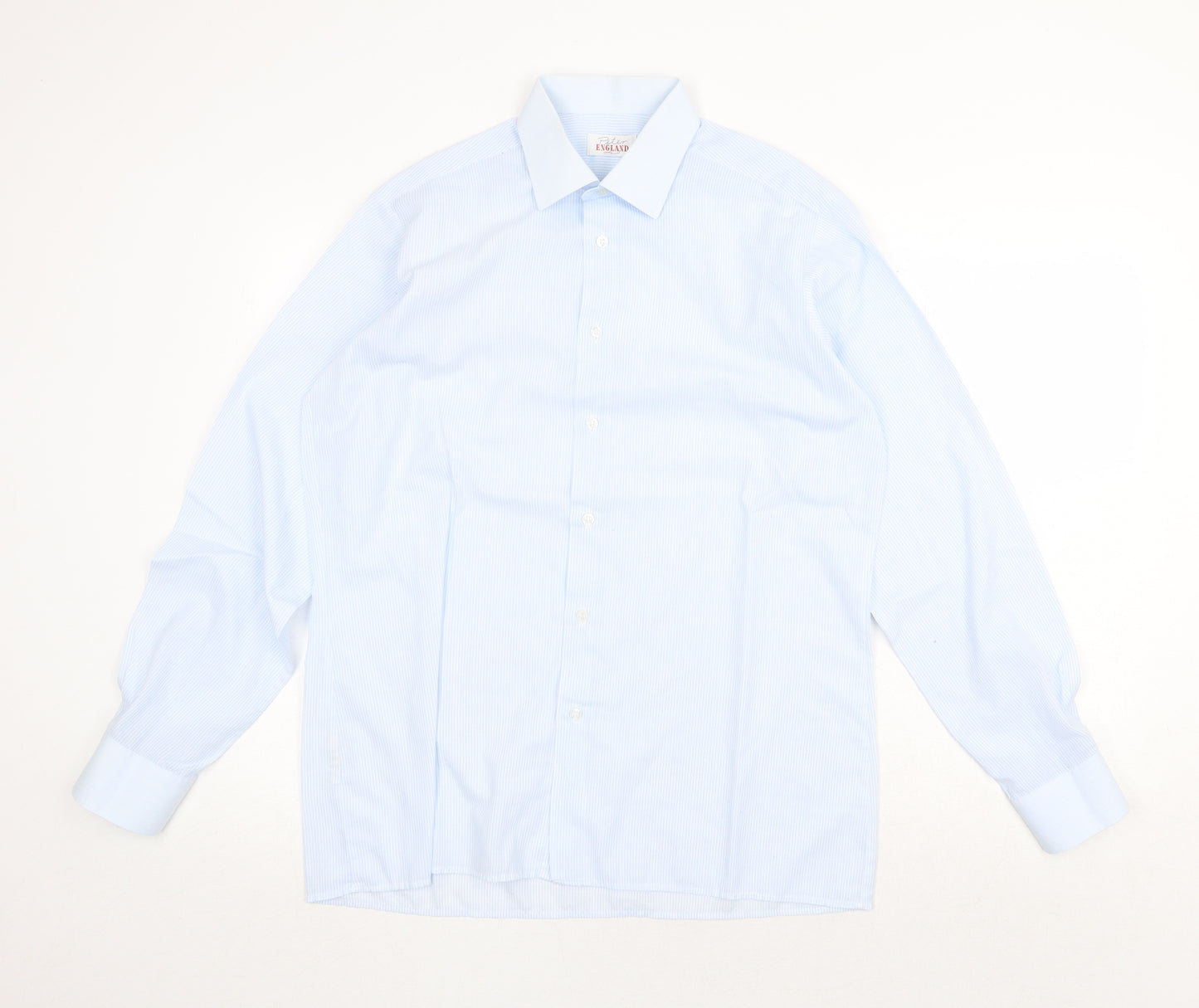 Peter England Mens Blue Viscose Dress Shirt Size L Collared Button