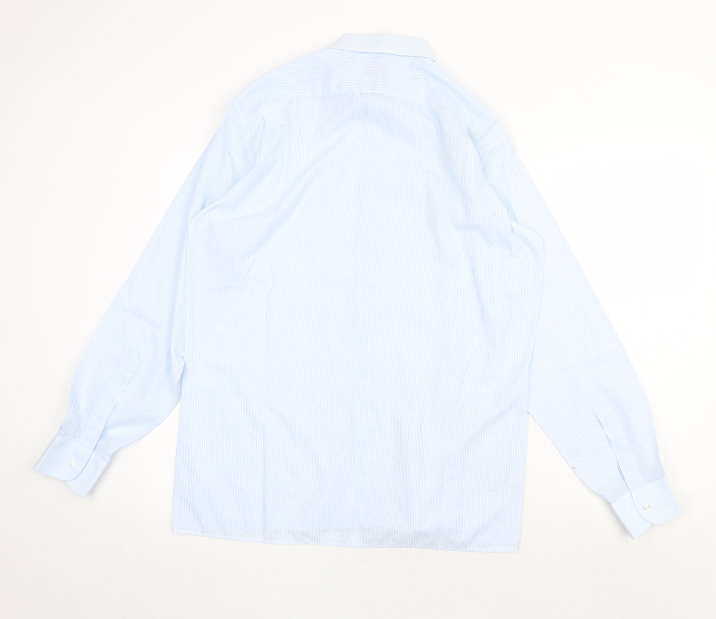 Peter England Mens Blue Viscose Dress Shirt Size L Collared Button