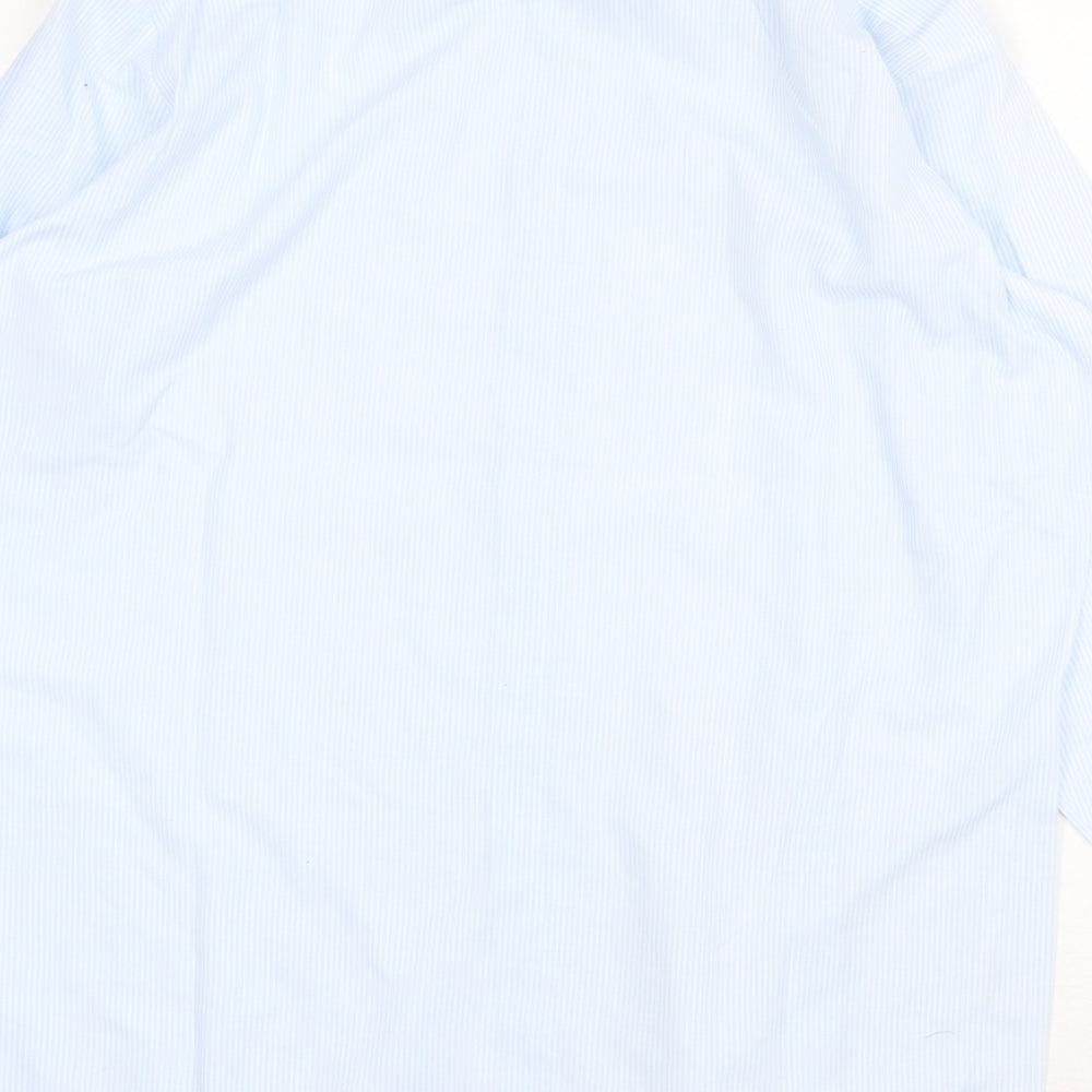 Peter England Mens Blue Viscose Dress Shirt Size L Collared Button