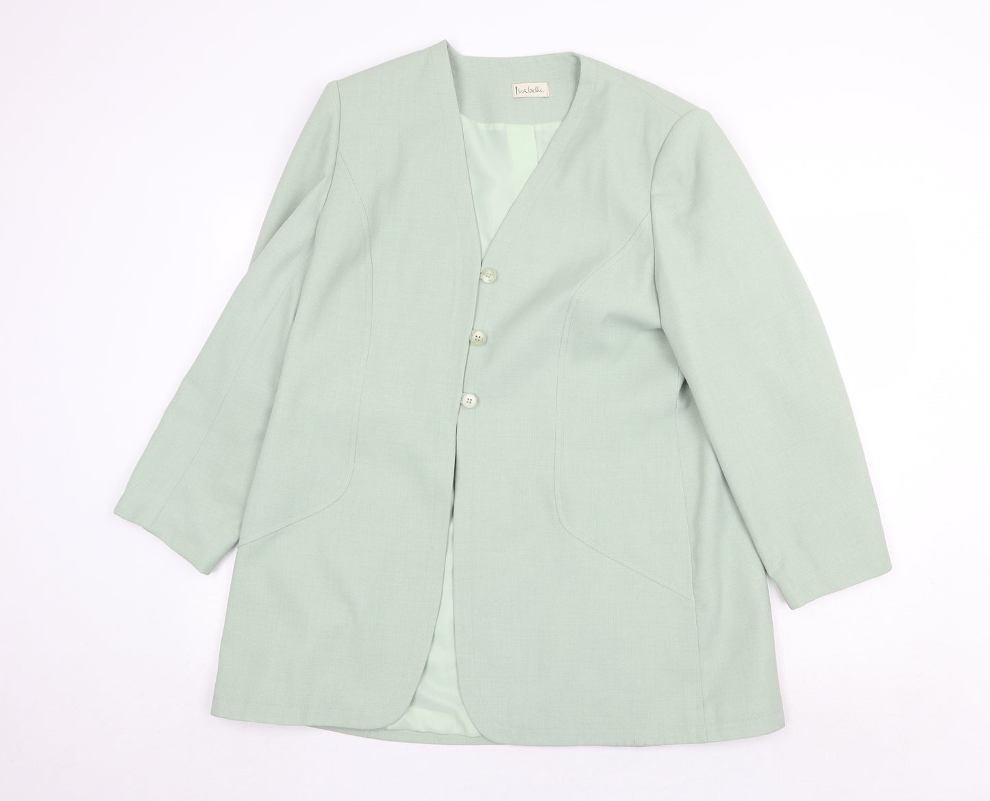 Isabelle Womens Green Jacket Blazer Size 18 Button