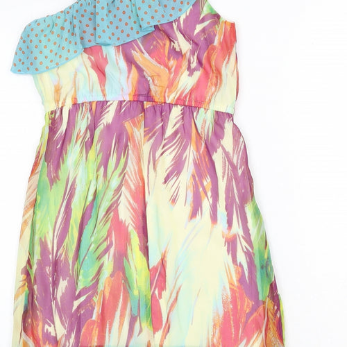 Hype Womens Multicoloured Geometric Polyester Fit & Flare Size 10 V-Neck Pullover
