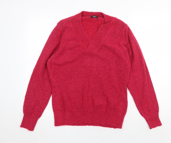 Kim & Cami Womens Pink V-Neck Acrylic Pullover Jumper Size 2XL