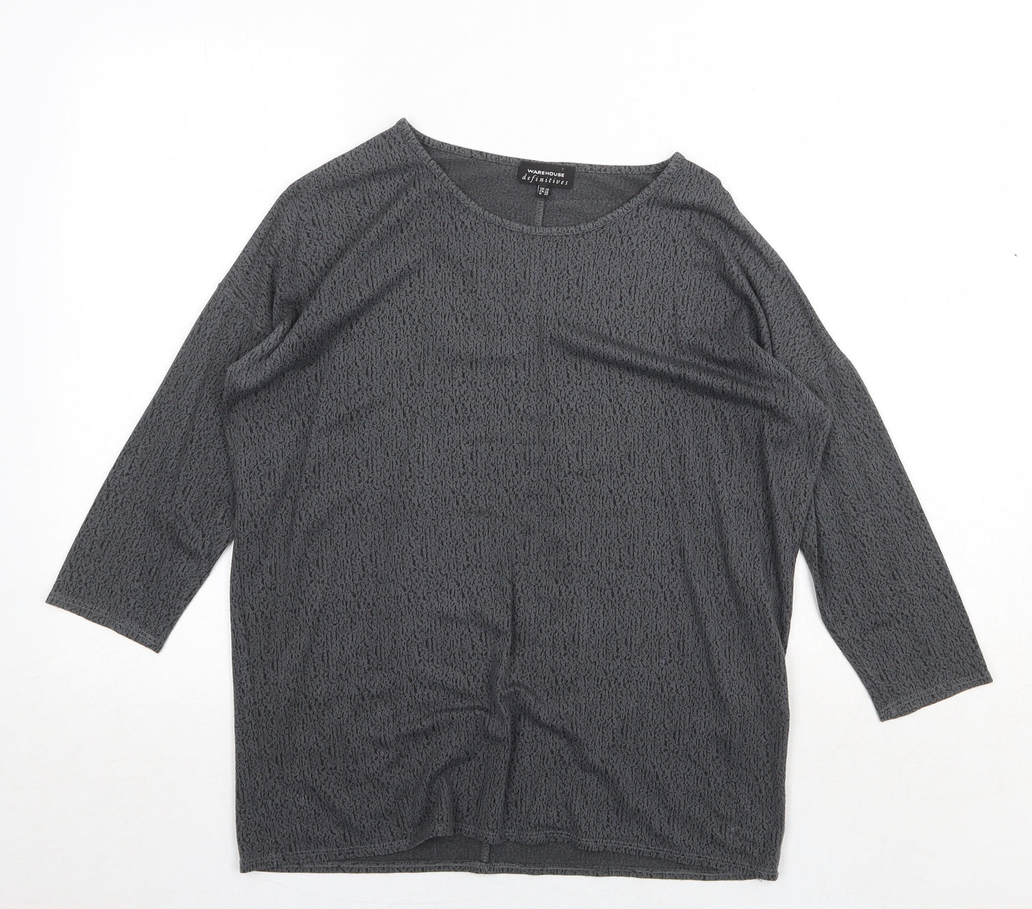 Warehouse Womens Grey Viscose Basic T-Shirt Size 10 Round Neck
