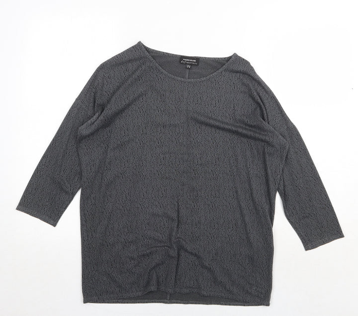 Warehouse Womens Grey Viscose Basic T-Shirt Size 10 Round Neck