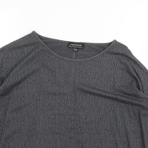 Warehouse Womens Grey Viscose Basic T-Shirt Size 10 Round Neck