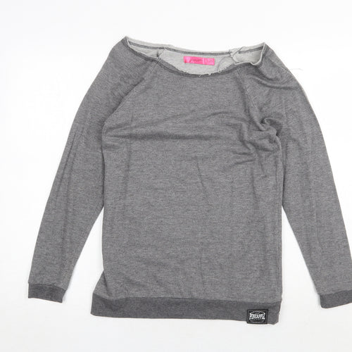Pineapple Womens Grey Boat Neck Cotton Pullover Jumper Size XS
