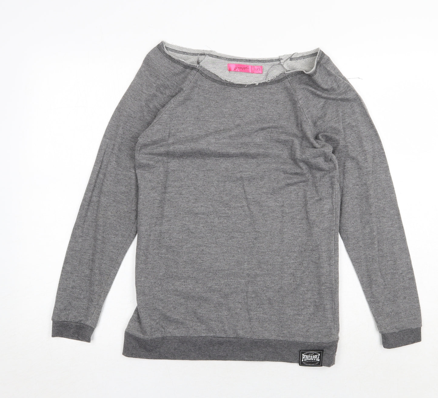 Pineapple Womens Grey Boat Neck Cotton Pullover Jumper Size XS