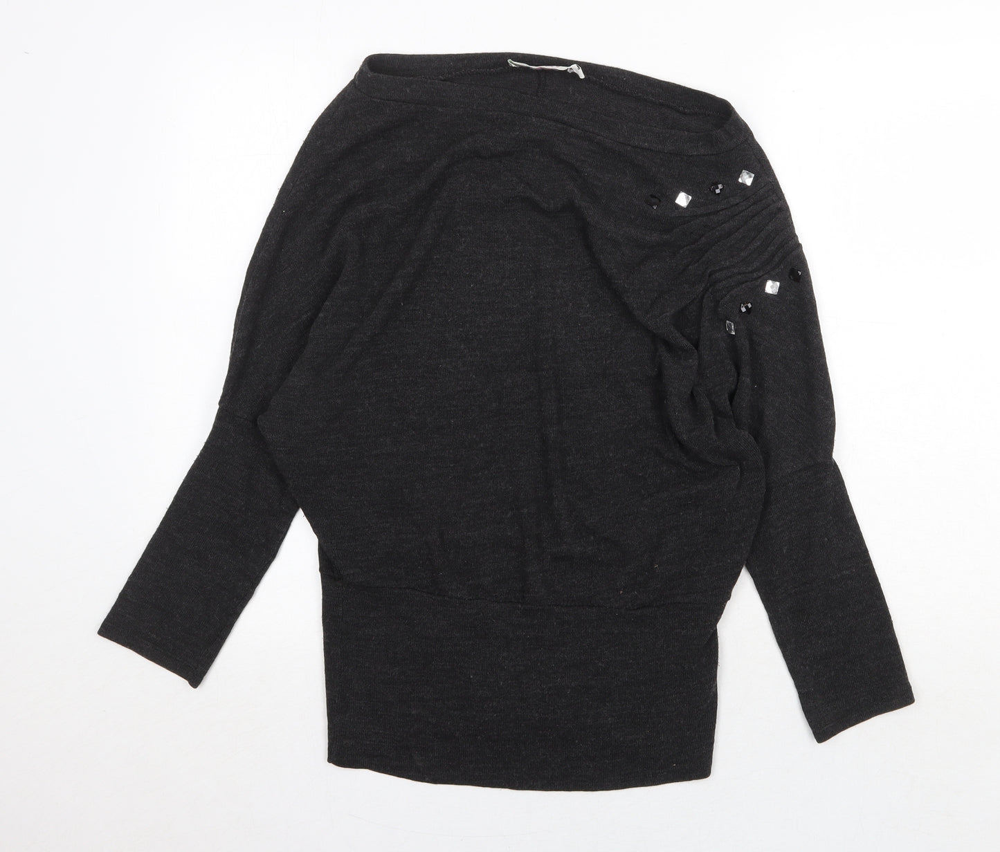 Cameo Rose Womens Grey Boat Neck Viscose Pullover Jumper Size L