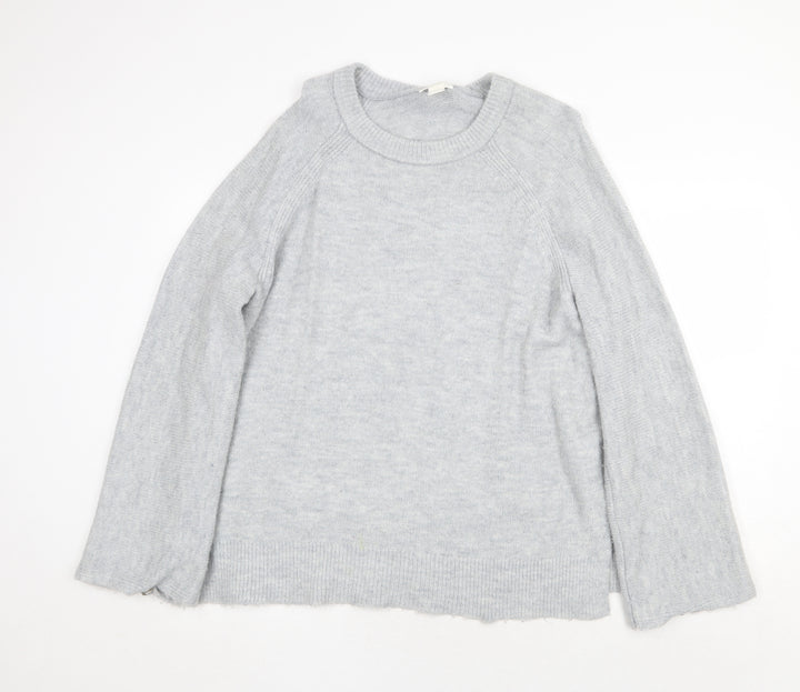 H&M Womens Grey Round Neck Acrylic Pullover Jumper Size L