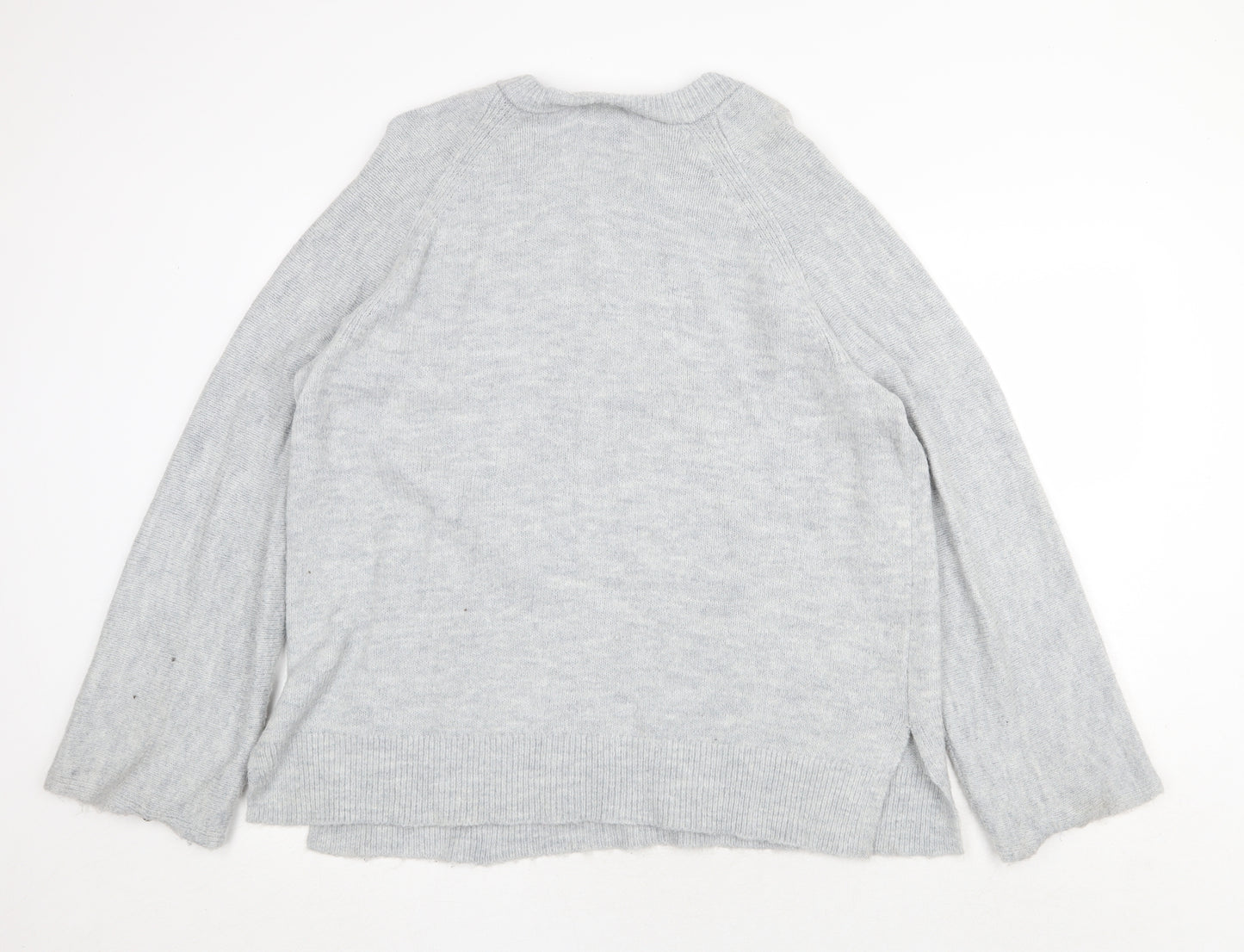 H&M Womens Grey Round Neck Acrylic Pullover Jumper Size L