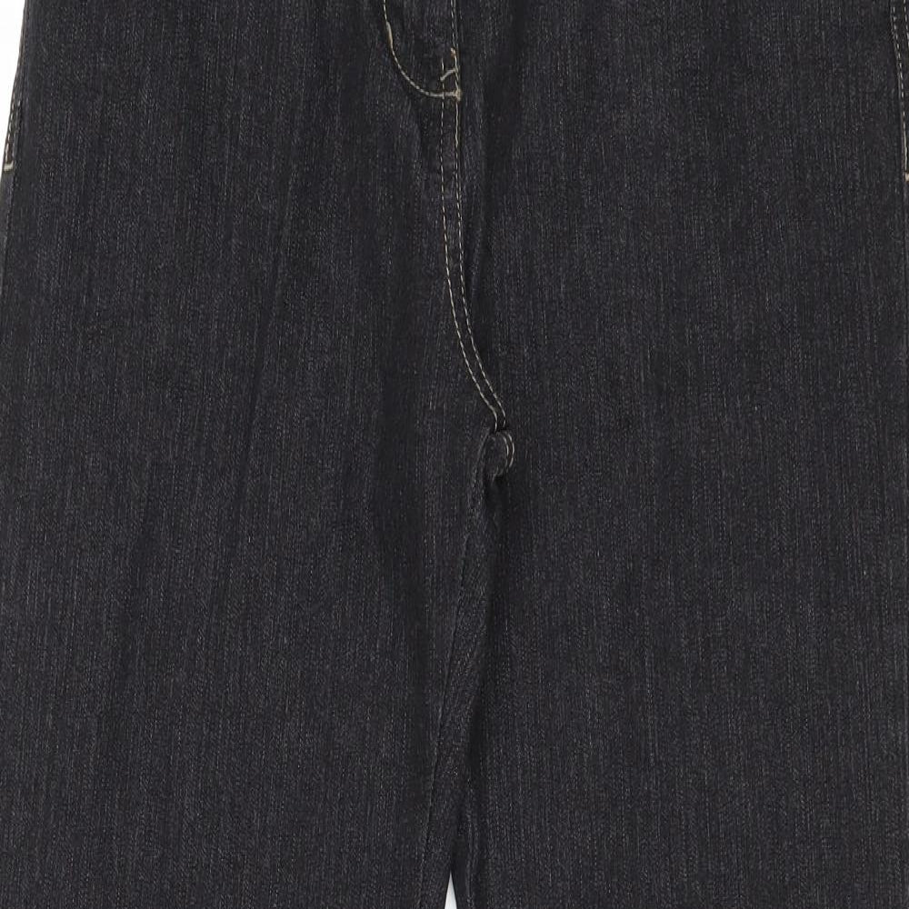 Marks and Spencer Womens Black Cotton Straight Jeans Size 10 Regular Zip