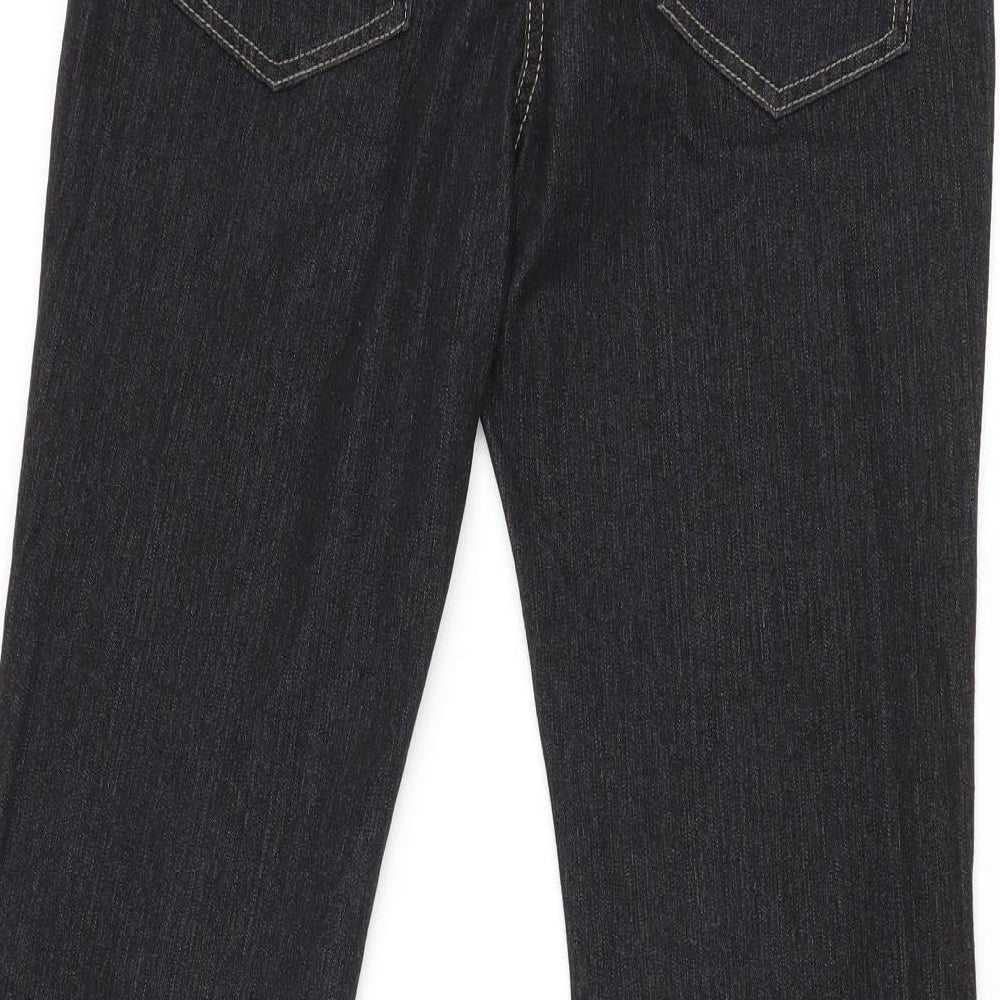 Marks and Spencer Womens Black Cotton Straight Jeans Size 10 Regular Zip