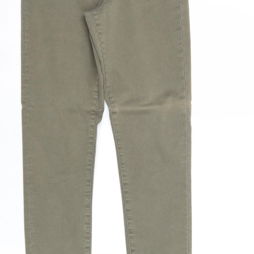 H&M Womens Green Cotton Skinny Jeans Size 28 in Regular Zip