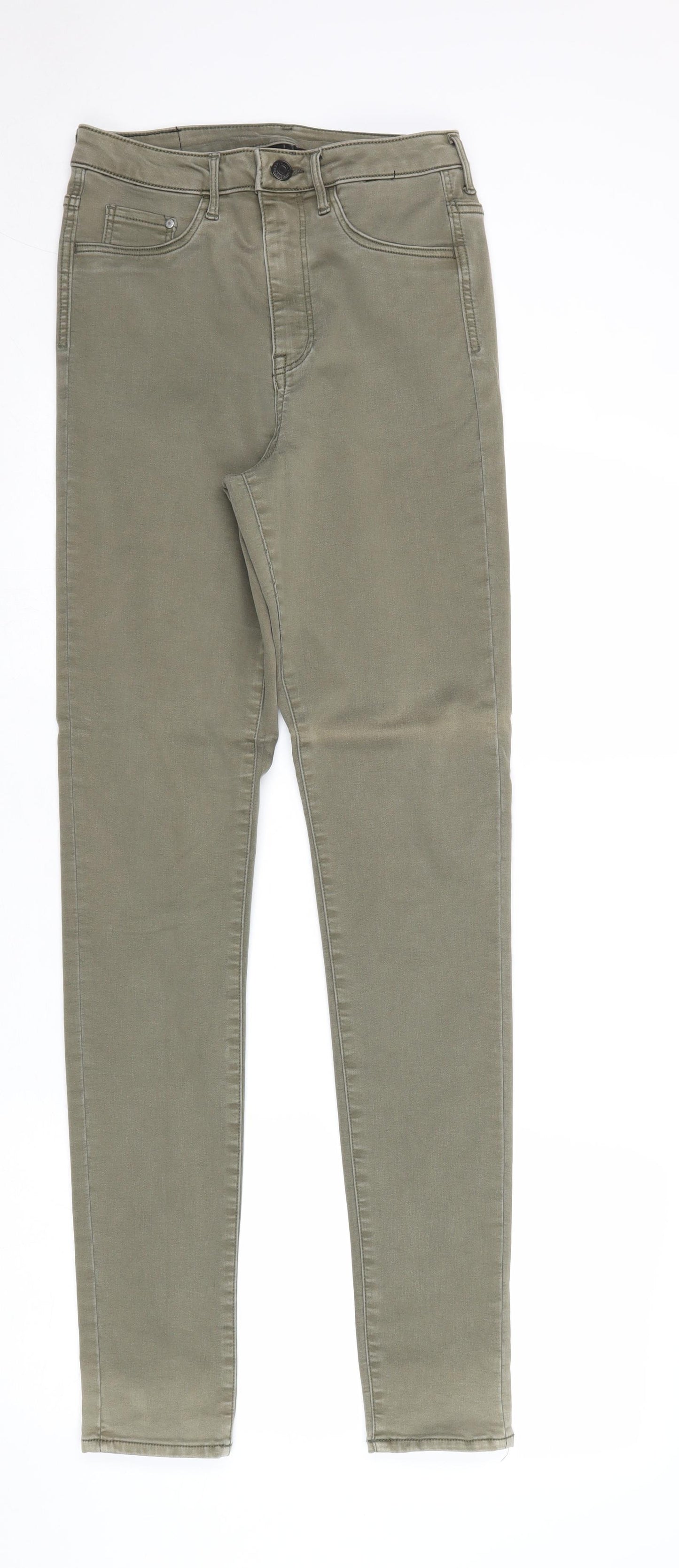 H&M Womens Green Cotton Skinny Jeans Size 28 in Regular Zip