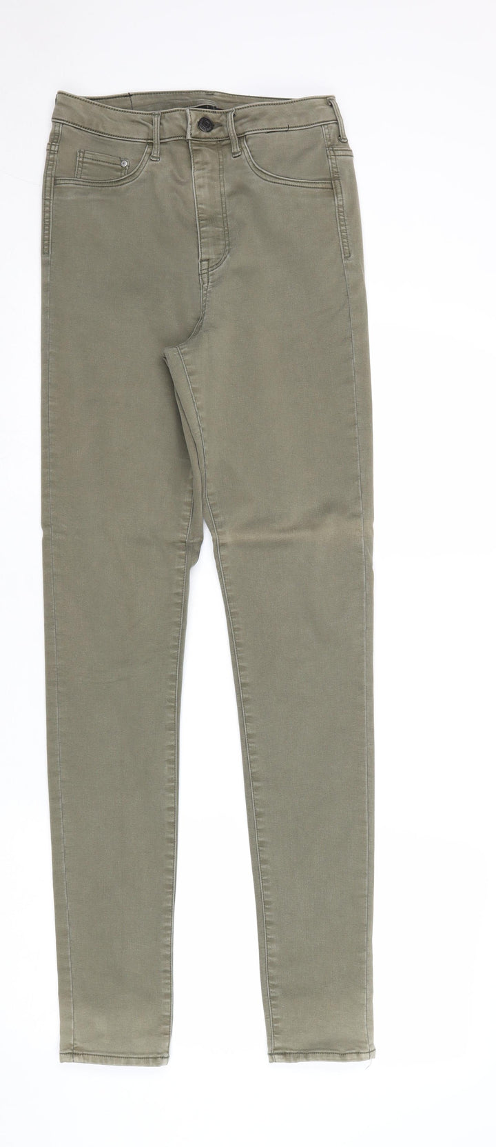 H&M Womens Green Cotton Skinny Jeans Size 28 in Regular Zip