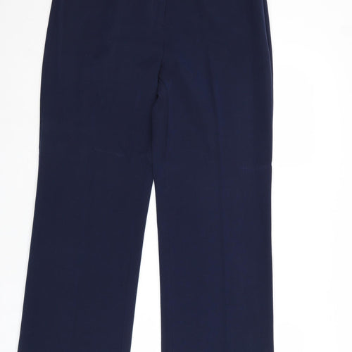 Wardrobe Essentials Womens Blue Polyester Trousers Size 14 Regular Zip