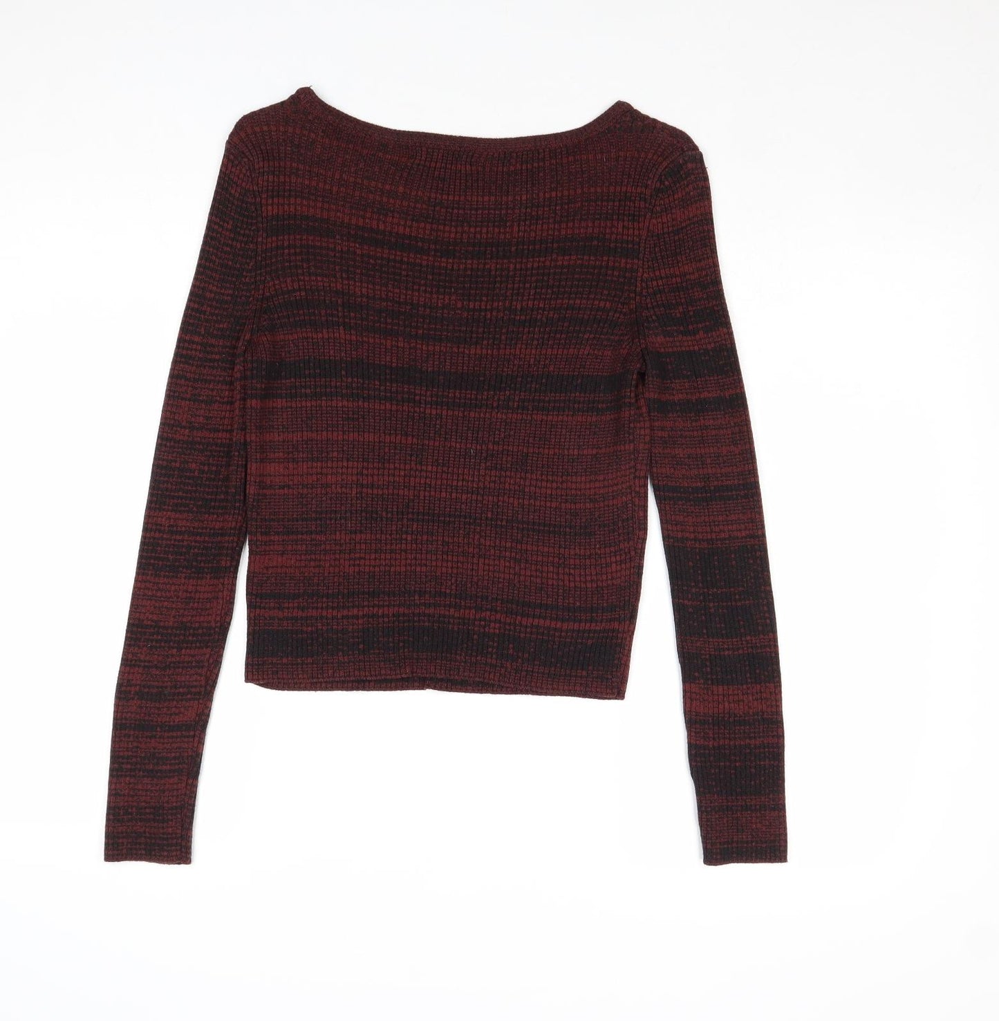 New Look Womens Red Boat Neck Striped Acrylic Pullover Jumper Size 10