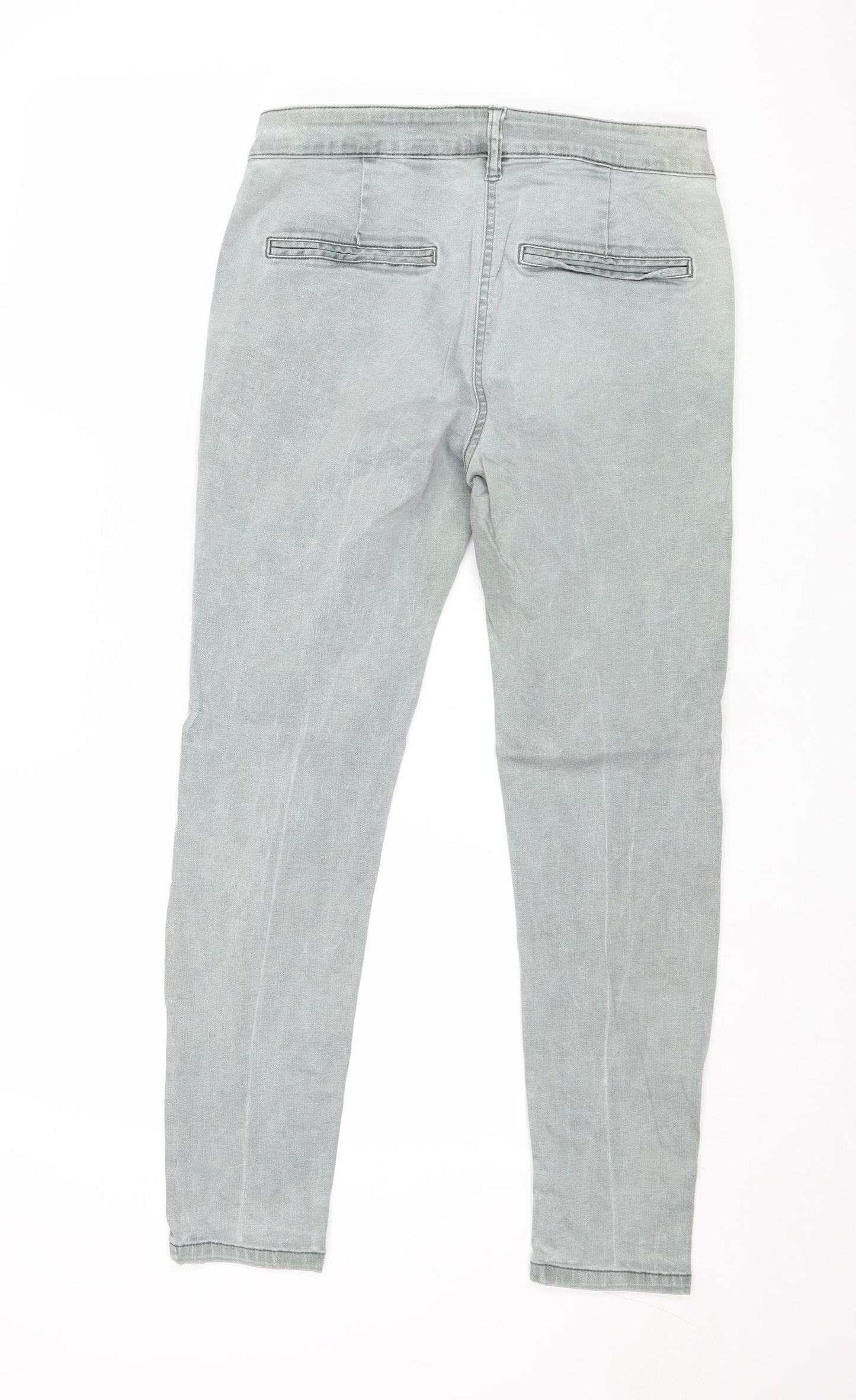 NEXT Womens Grey Cotton Skinny Jeans Size 12 Regular Zip