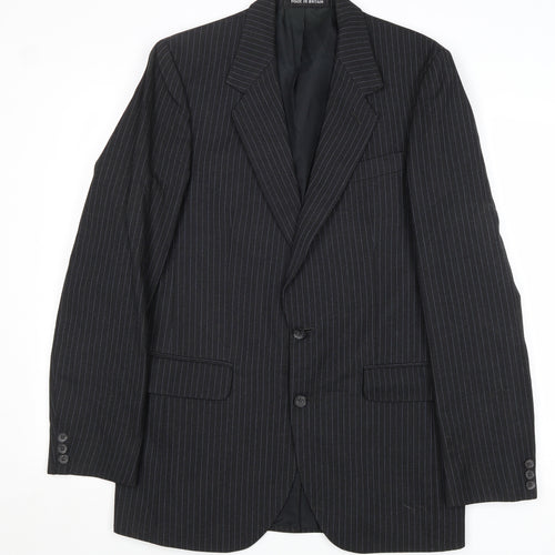 Dunn & Co Mens Grey Striped Wool Jacket Suit Jacket Size 38 Regular