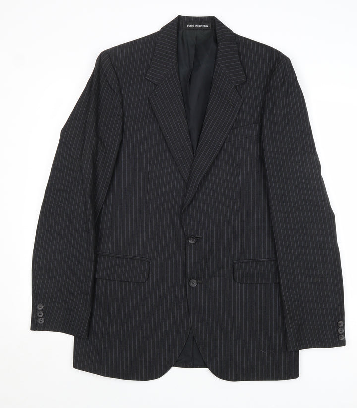 Dunn & Co Mens Grey Striped Wool Jacket Suit Jacket Size 38 Regular