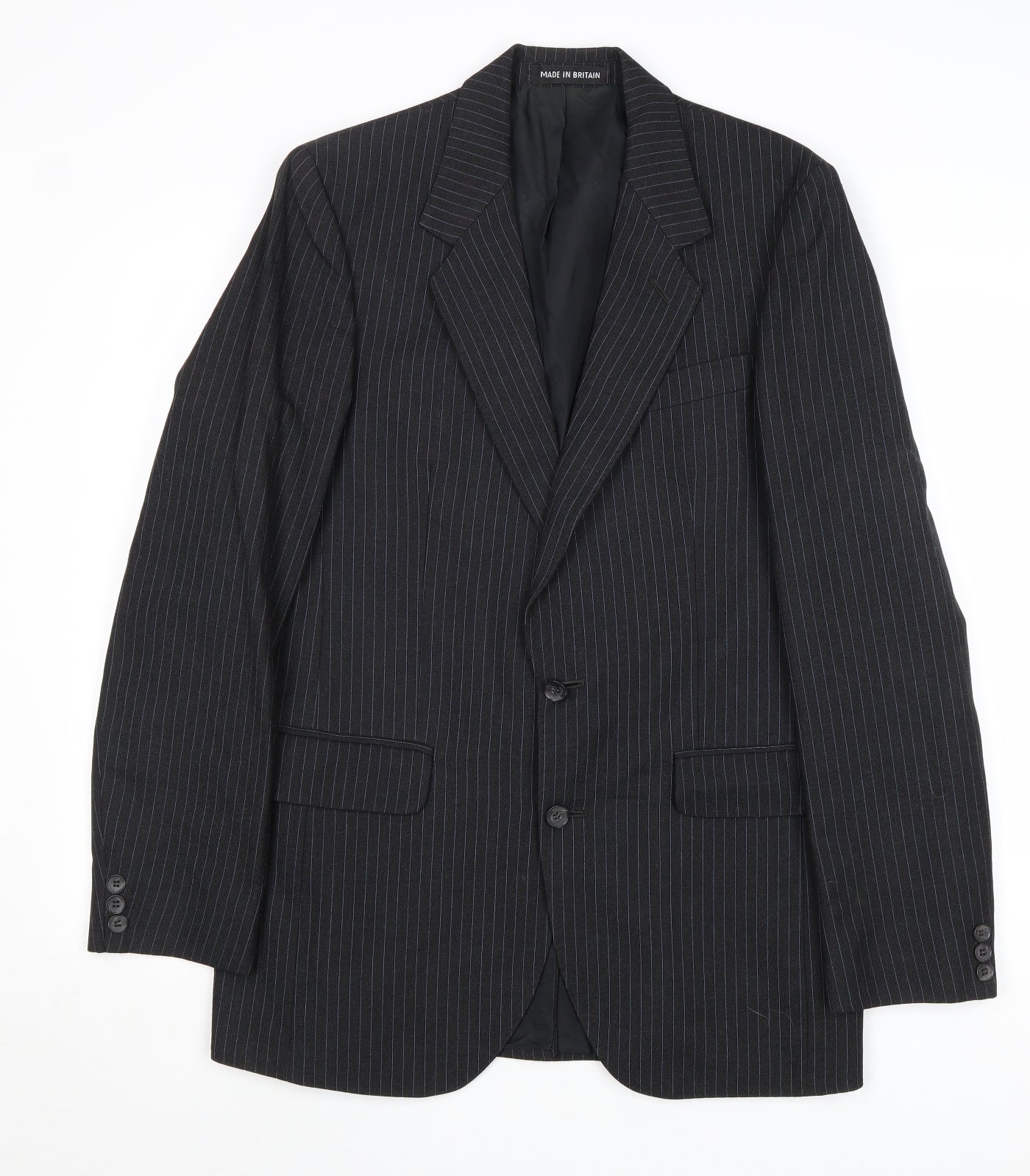 Dunn & Co Mens Grey Striped Wool Jacket Suit Jacket Size 38 Regular