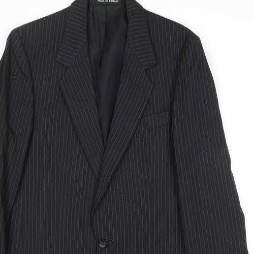 Dunn & Co Mens Grey Striped Wool Jacket Suit Jacket Size 38 Regular