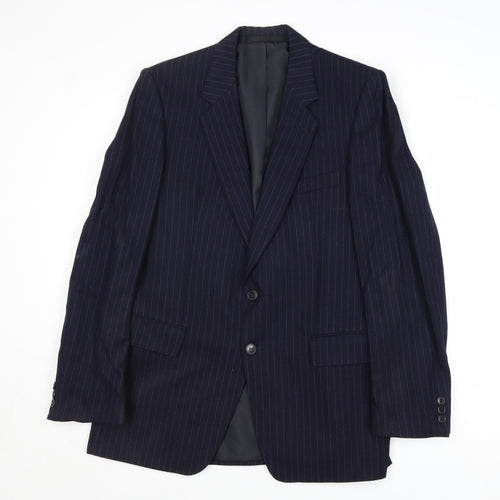Mr Harry Mens Blue Striped Wool Jacket Suit Jacket Size 40 Regular