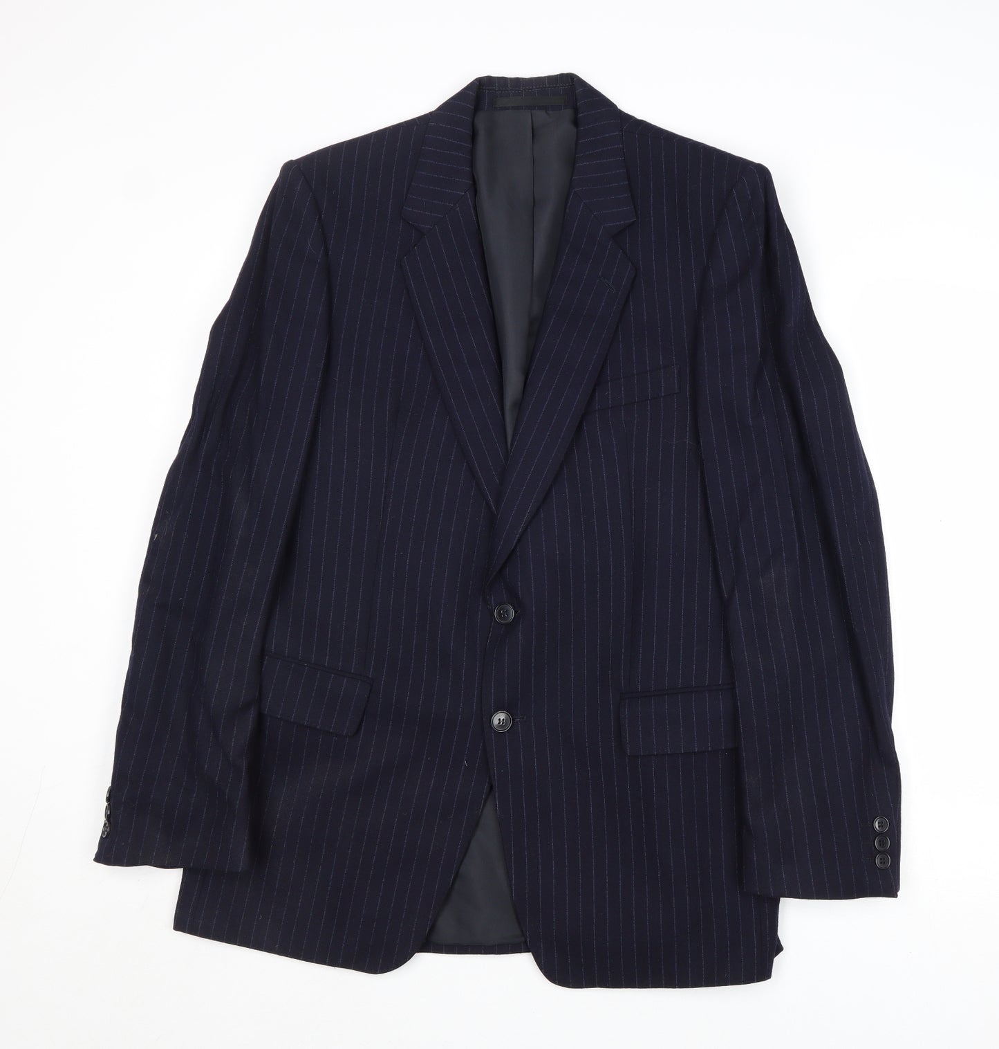 Mr Harry Mens Blue Striped Wool Jacket Suit Jacket Size 40 Regular