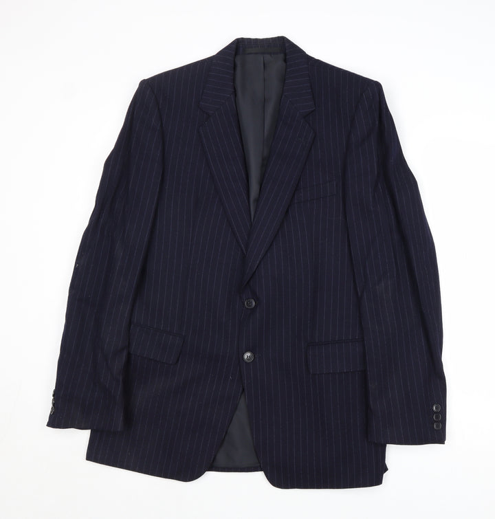 Mr Harry Mens Blue Striped Wool Jacket Suit Jacket Size 40 Regular