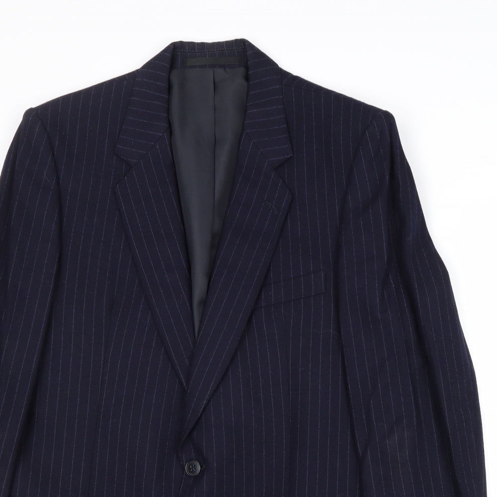 Mr Harry Mens Blue Striped Wool Jacket Suit Jacket Size 40 Regular