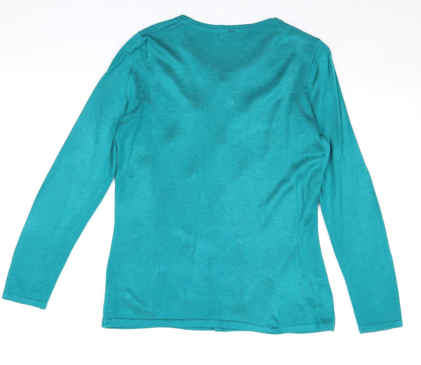 Bonmarché Womens Blue Round Neck Argyle/Diamond Acrylic Pullover Jumper Size XS