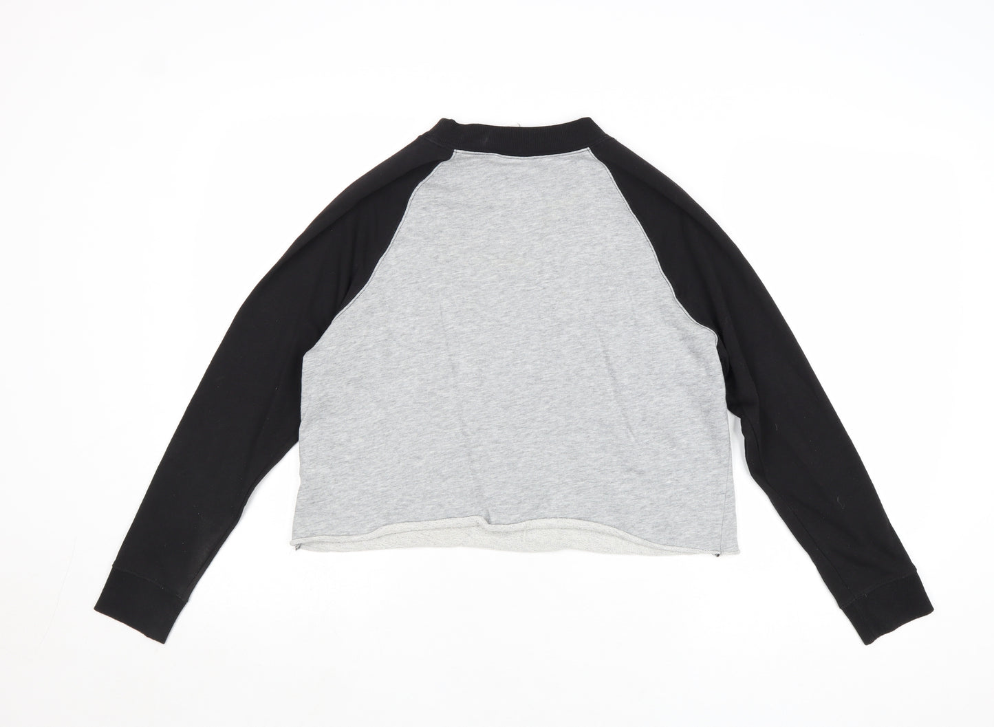 Divided by H&M Womens Grey Geometric Polyester Basic T-Shirt Size S Round Neck