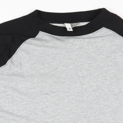 Divided by H&M Womens Grey Geometric Polyester Basic T-Shirt Size S Round Neck