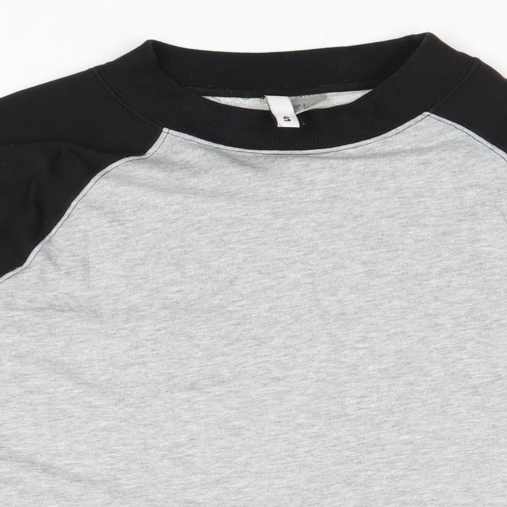 Divided by H&M Womens Grey Geometric Polyester Basic T-Shirt Size S Round Neck