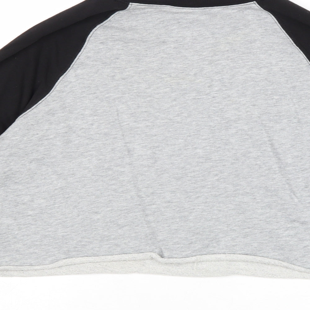 Divided by H&M Womens Grey Geometric Polyester Basic T-Shirt Size S Round Neck