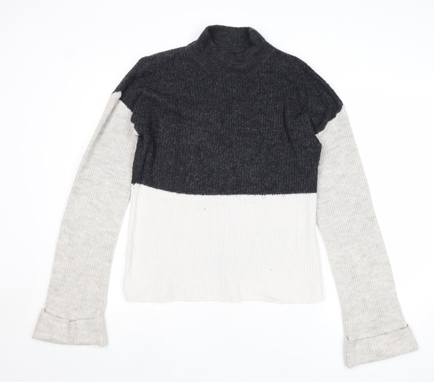 Missguided Womens Grey Round Neck Acrylic Pullover Jumper Size 8
