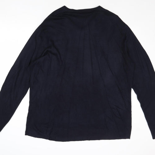 Atlantic Bay Mens Blue V-Neck Acrylic Pullover Jumper Size XL Long Sleeve