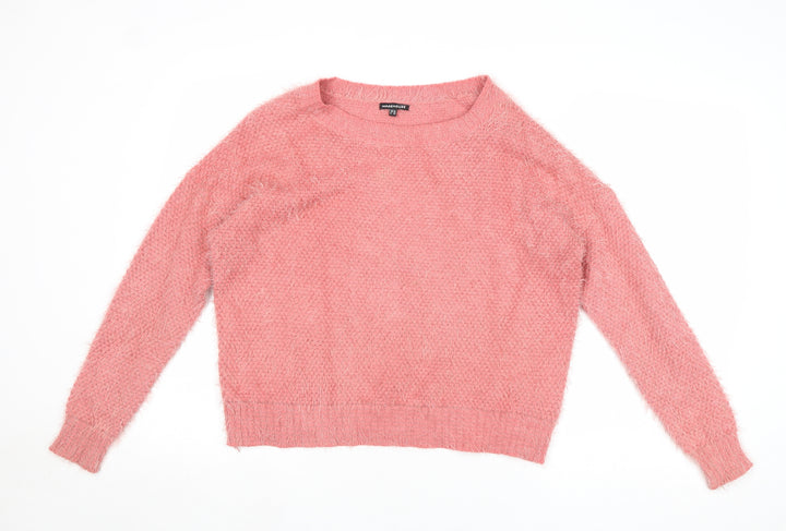 Warehouse Womens Pink Round Neck Polyamide Pullover Jumper Size 12